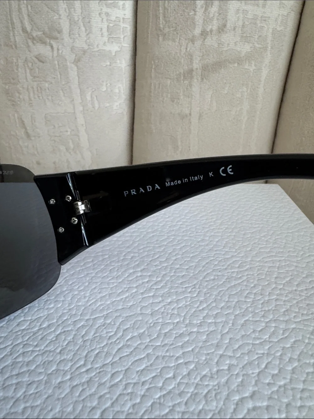 Prada Black Shield Sunglasses with Silver Stud Accents